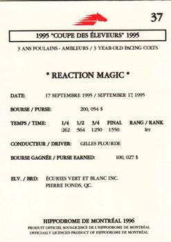 1996 Hippodrome de Montreal #37 Reaction Magik - Coupe des Éleveurs 1995 Back